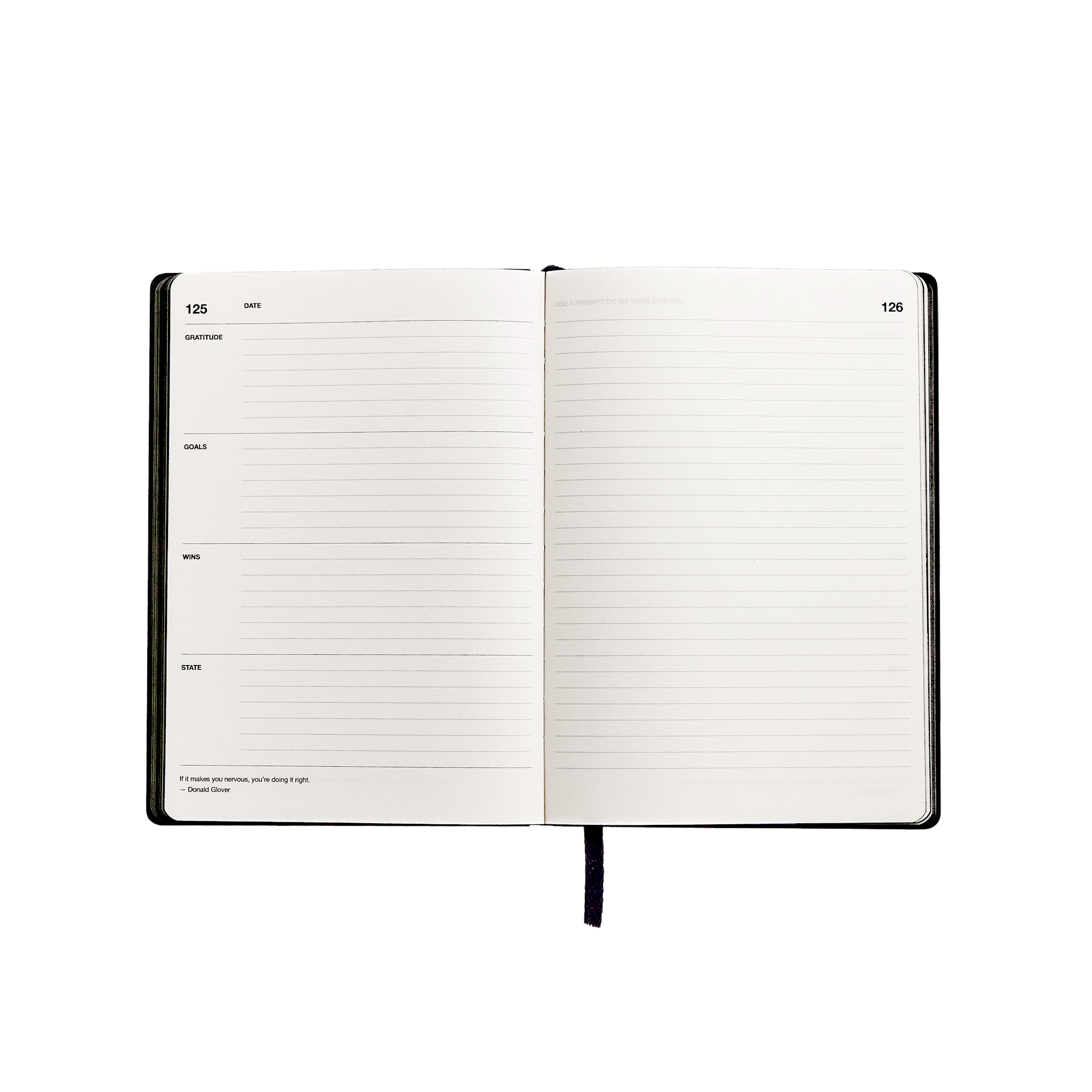 Open journal with lined pages